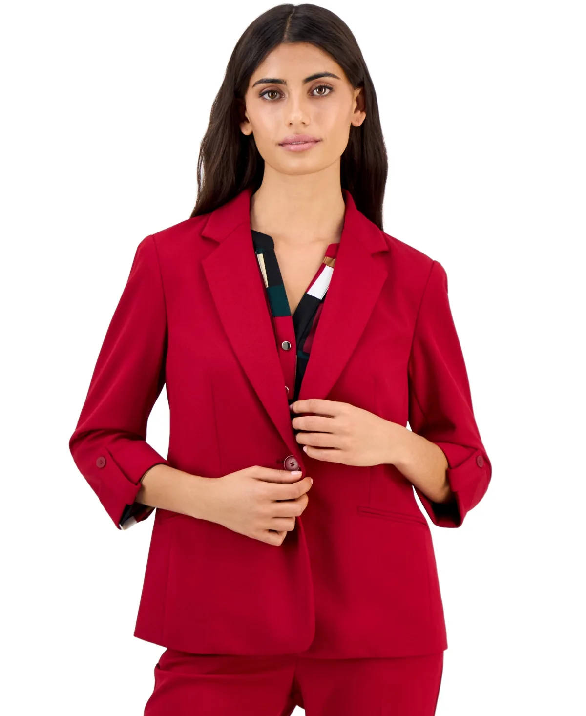 3/4-Sleeve One-Button Blazer by Anne Klein