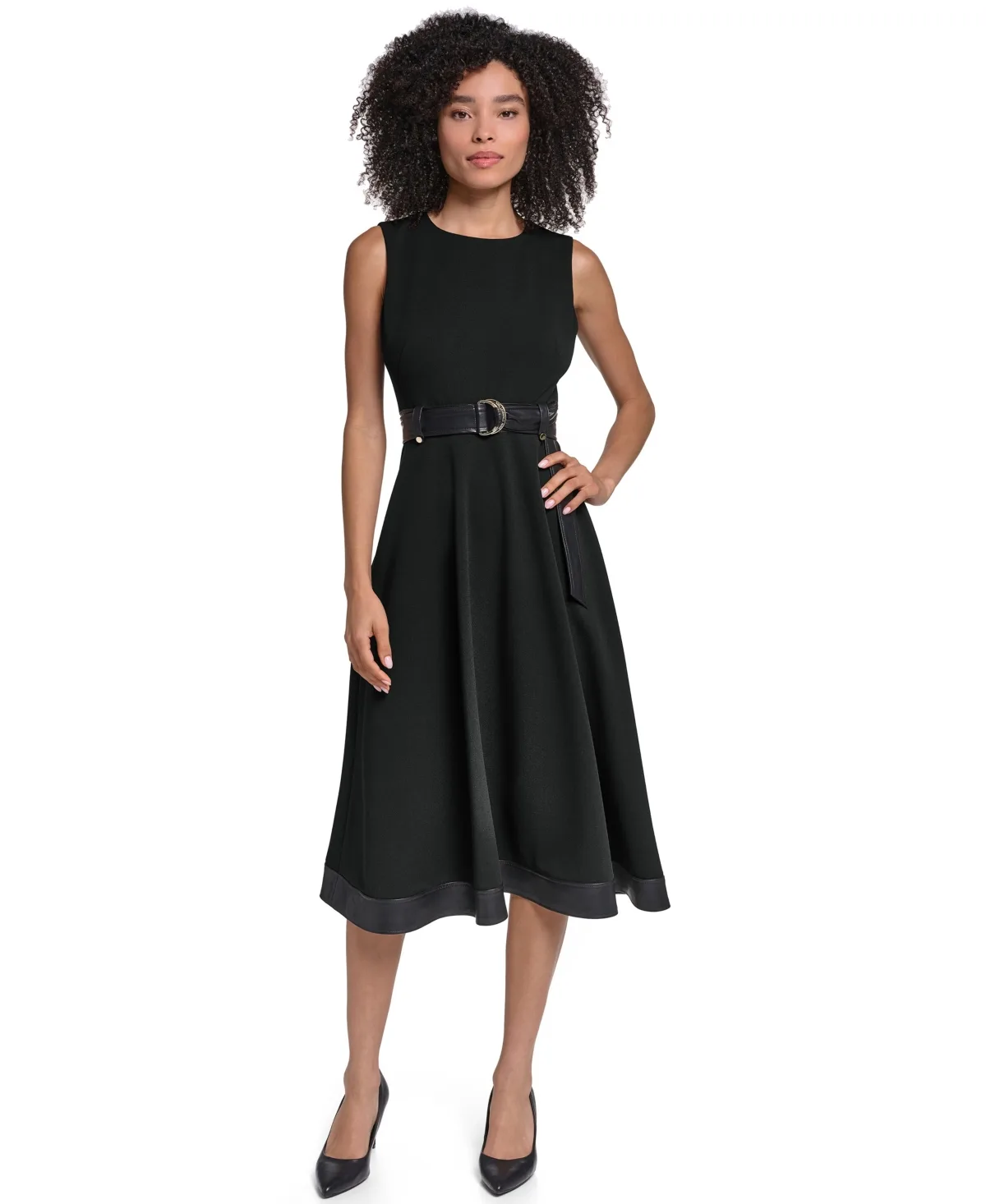 Midi Crewneck Fit & Flare Dress by Karl Lagerfeld