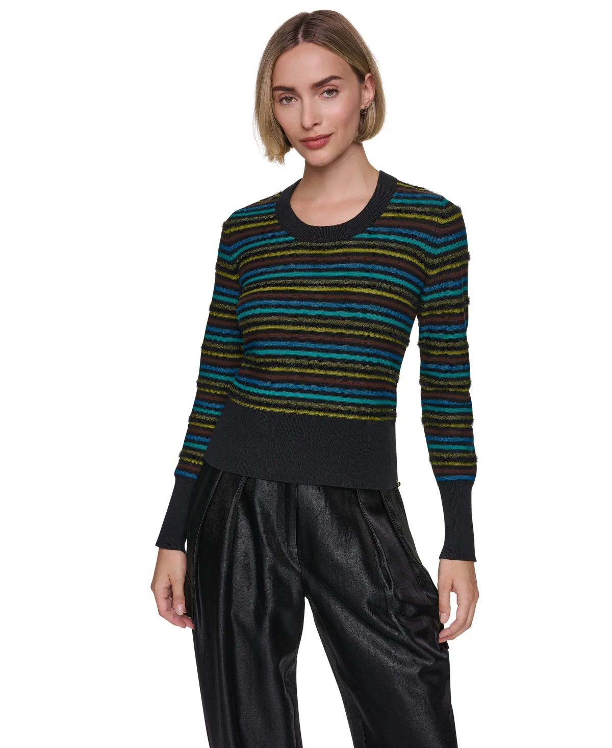 St Germain Combo Stripe Poorboy Long-Sleeve Crewneck Pullover by Sonia Rykiel