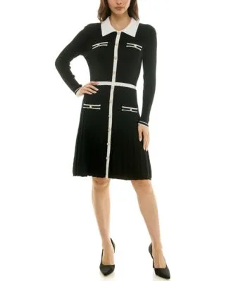 Collared Button Front Sweater Dress by Taylor