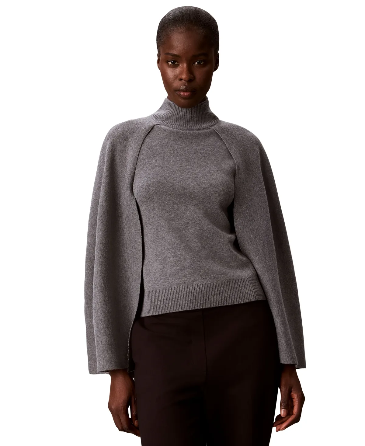 Mock Neck Cape Sleeveless Sweater by Calvin Klein