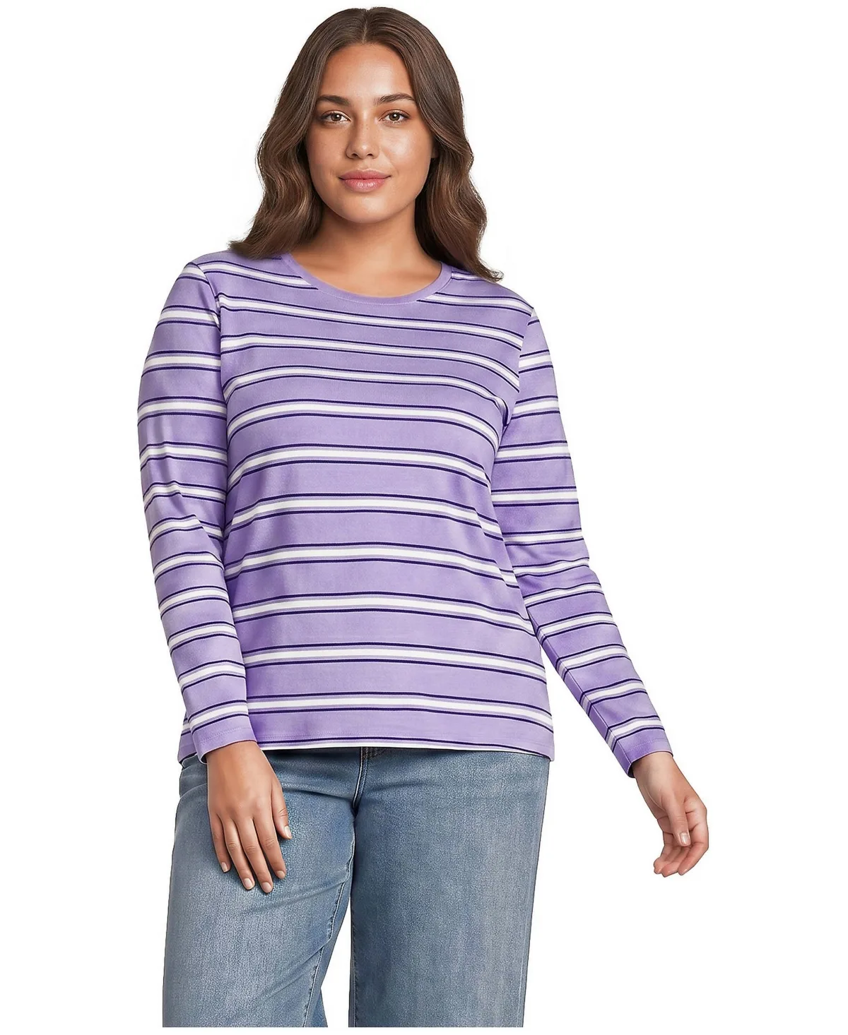 Relaxed Supima Cotton Long Sleeve Crew Neck T-Shirt by Lands' End