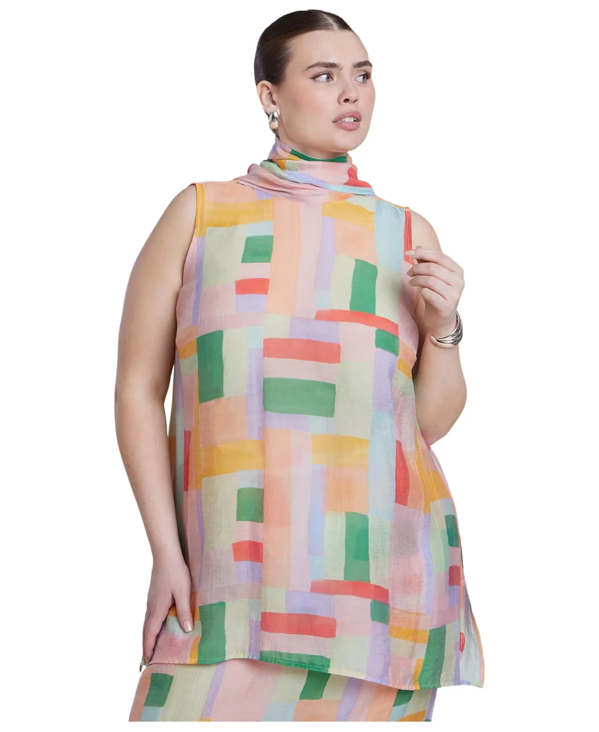 Sheer Neck-Tie Tunic by Eloquii