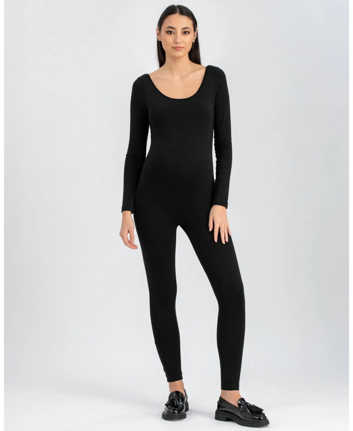 Maternity Slim Scoop Neck Maddy Jumpsuit with Long Sleeves by Pietro Brunelli Maternity