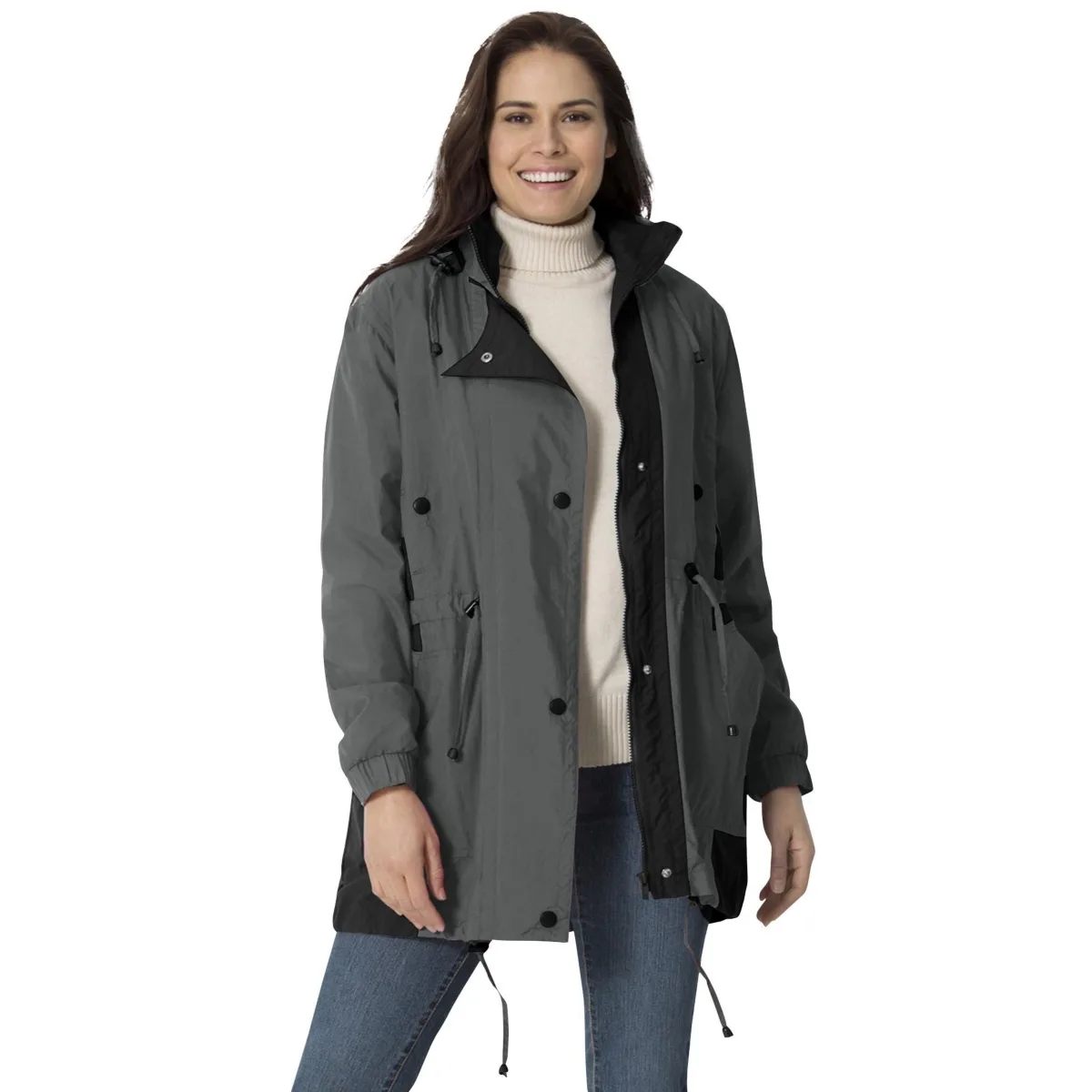 Colorblocked Taslon Anorak by Woman Within