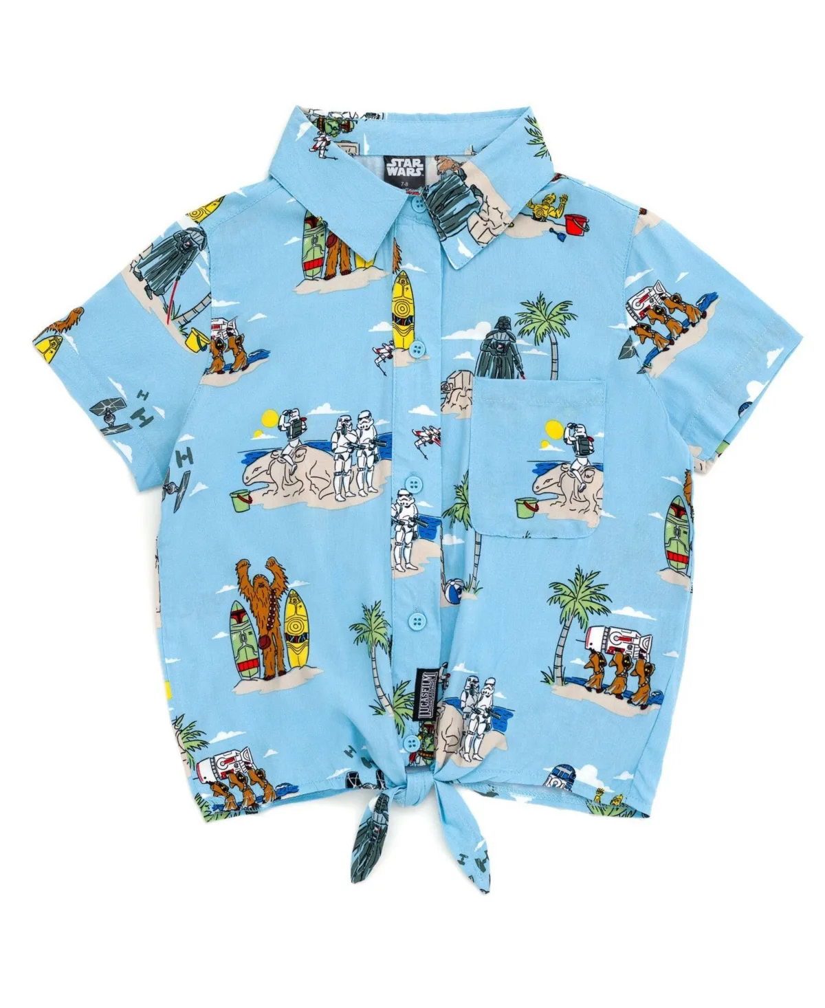 Star Wars Chewbacca Darth Vader R2-D2 Stormtrooper Tie Fighter X-Wing Matching Family Hawaiian Button Down Shirt by Star Wars