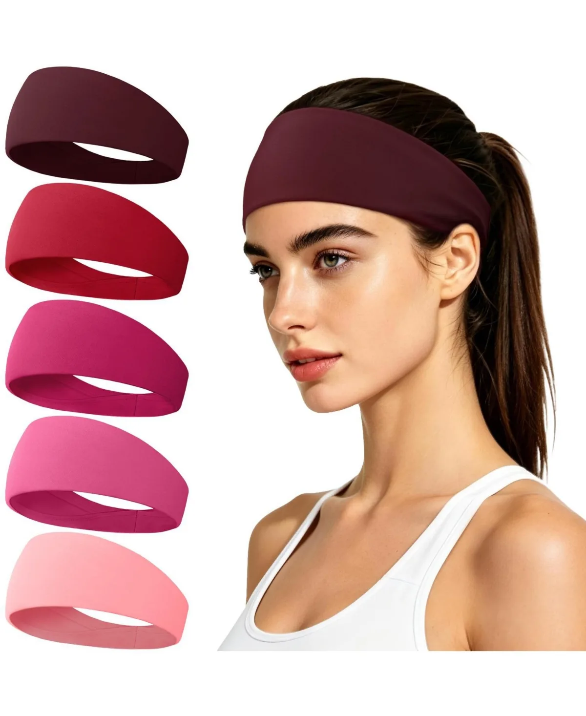 5 Pack Moisture Wicking Sports Headbands Lightweight Non Slip Workout Gear by Peneyon