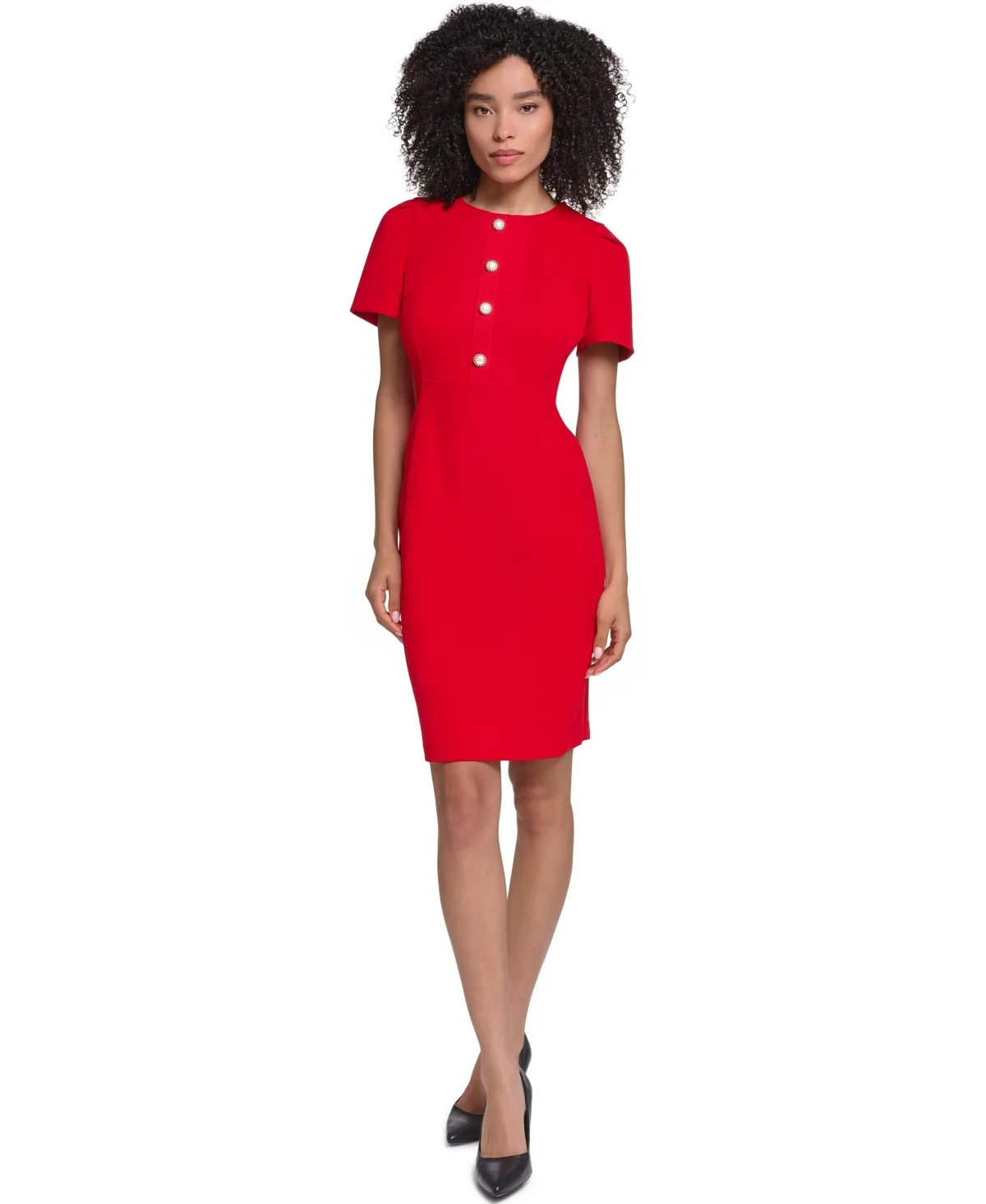 Puff-Sleeve Scuba-Crepe Sheath Dress by Karl Lagerfeld