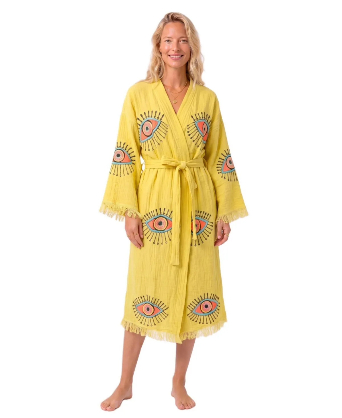 Aria Handmade Muslin V-Neck Cover-Up Robe by Tutunaki