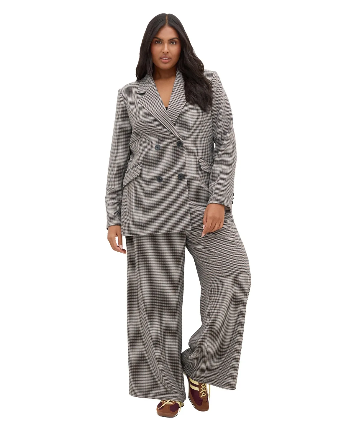 Tiana Double-Breasted Plaid Jacket by City Chic