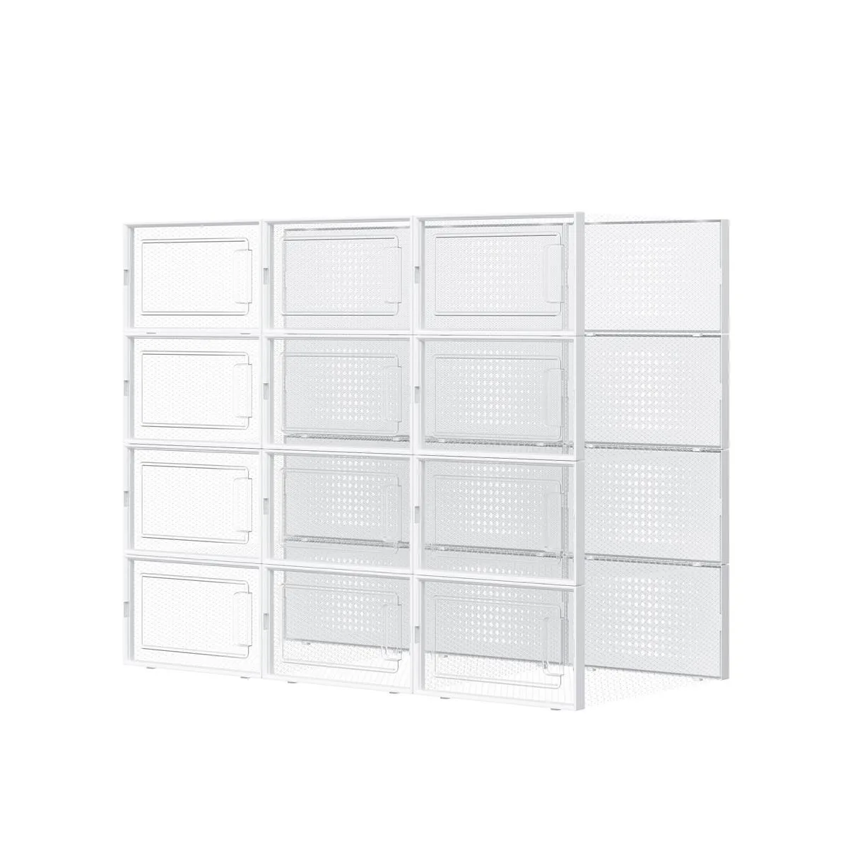 12 Pack Clear Plastic Stackable Shoe Boxes with Front Door by Songmicshome