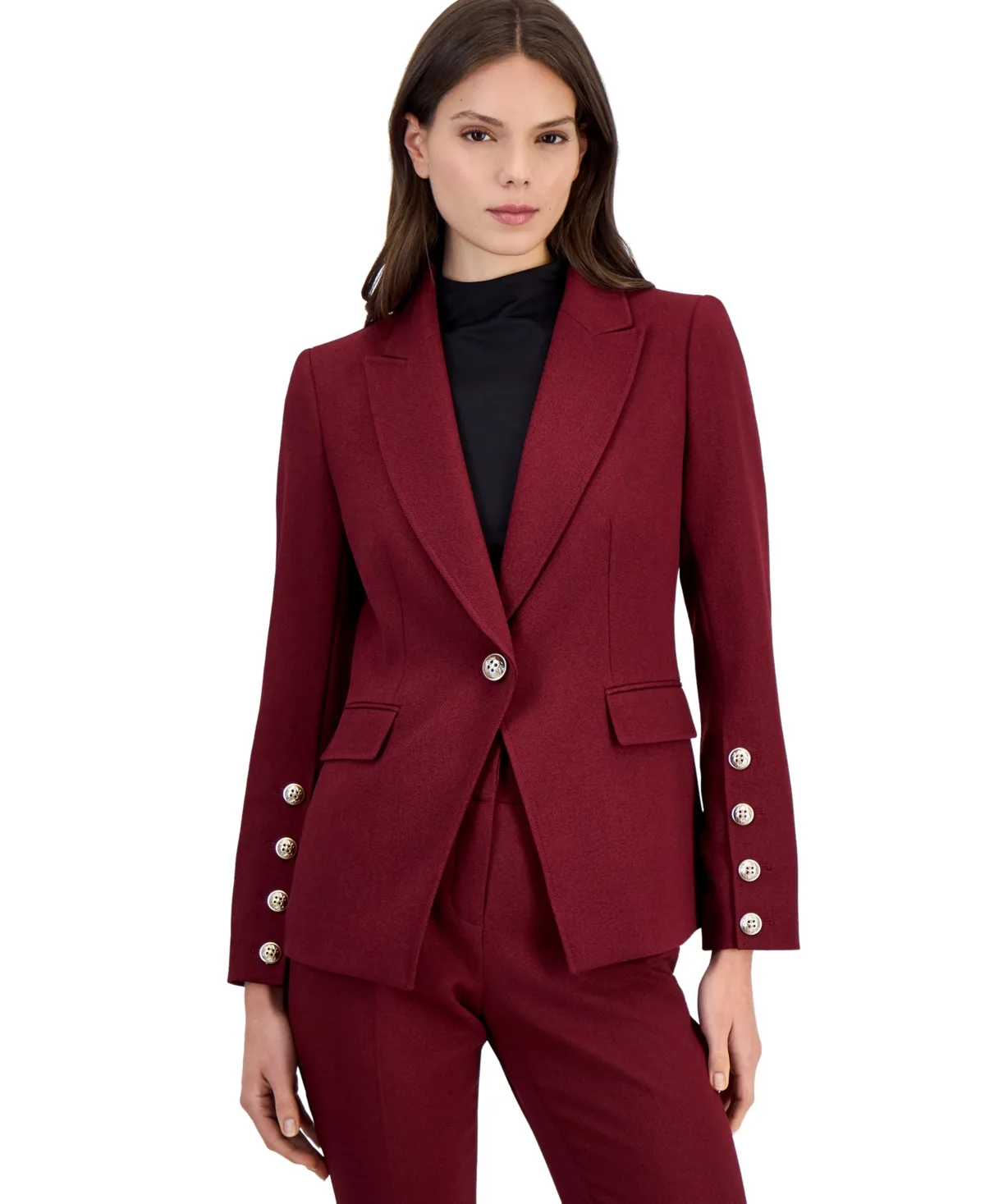 Single-Breasted Shoulder-Pad Blazer by Tahari