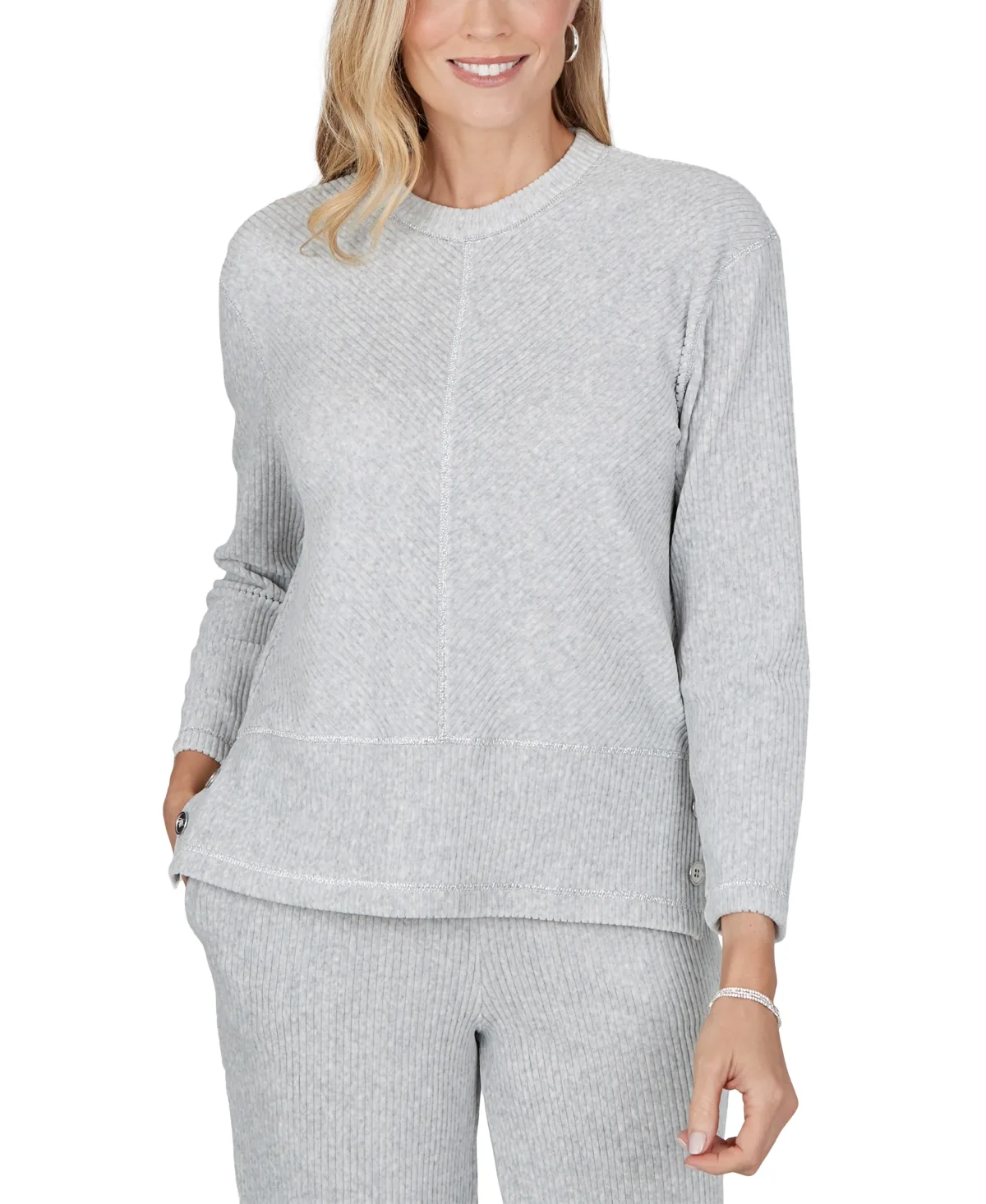 Ribbed Crewneck 3/4-Sleeve Sweater by Alfred Dunner