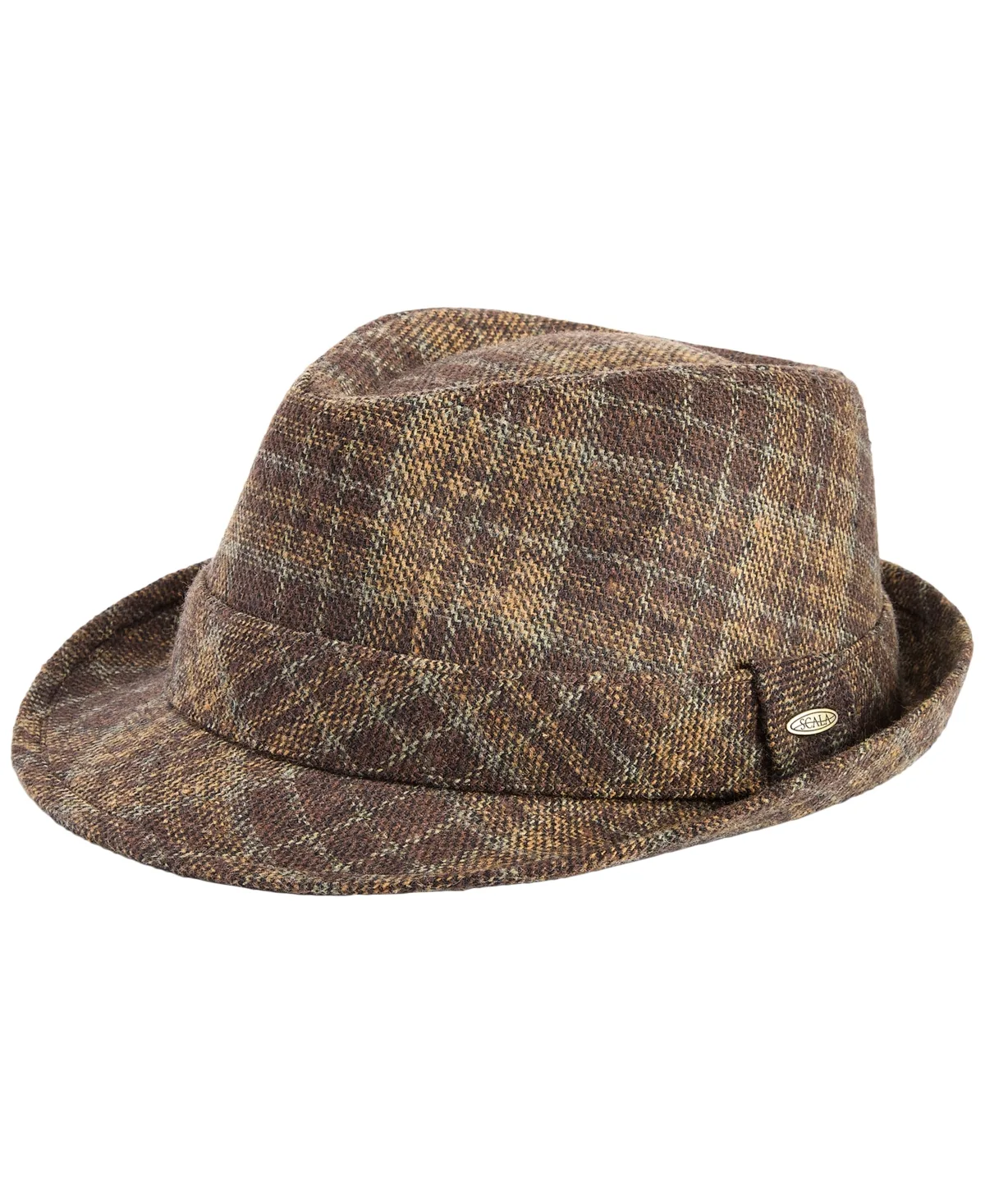 Plaid Snap-Brim Fedora Hat by Scala