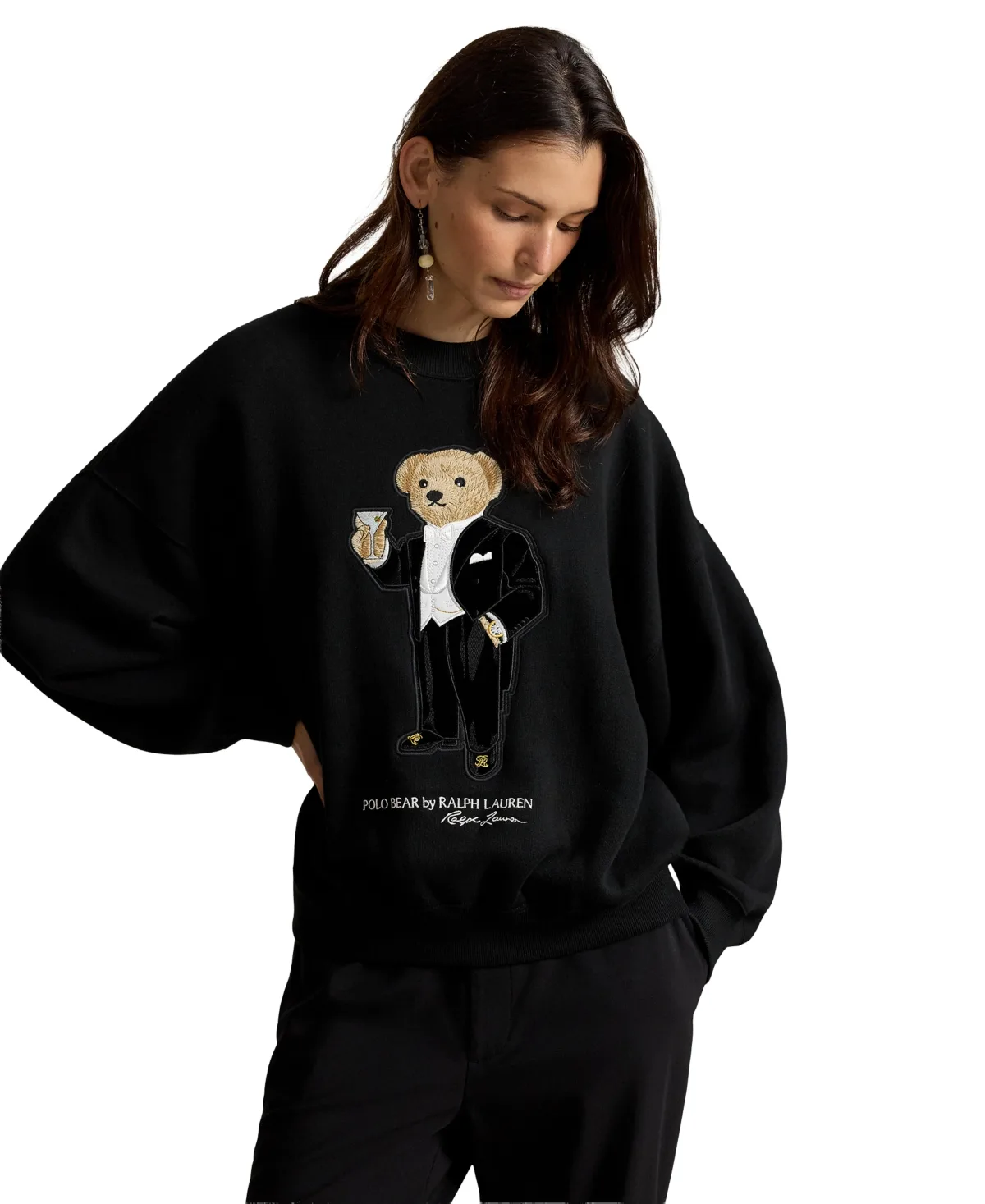 Martini Polo Bear Fleece Relaxed-Fit Crewneck Sweatshirt