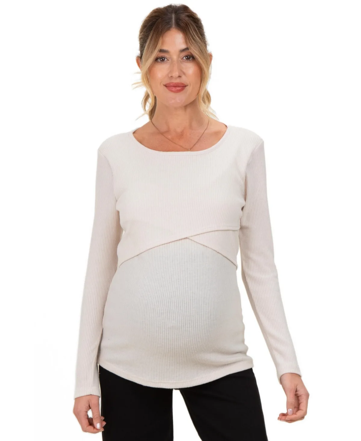 Ribbed Crossover Maternity/Nursing Top by PinkBlush