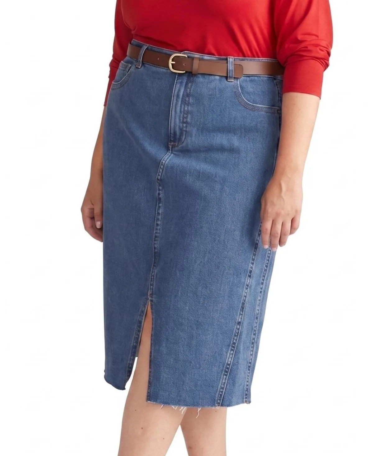 Dakota High-Waisted Midi Denim Skirt by Universal Standard