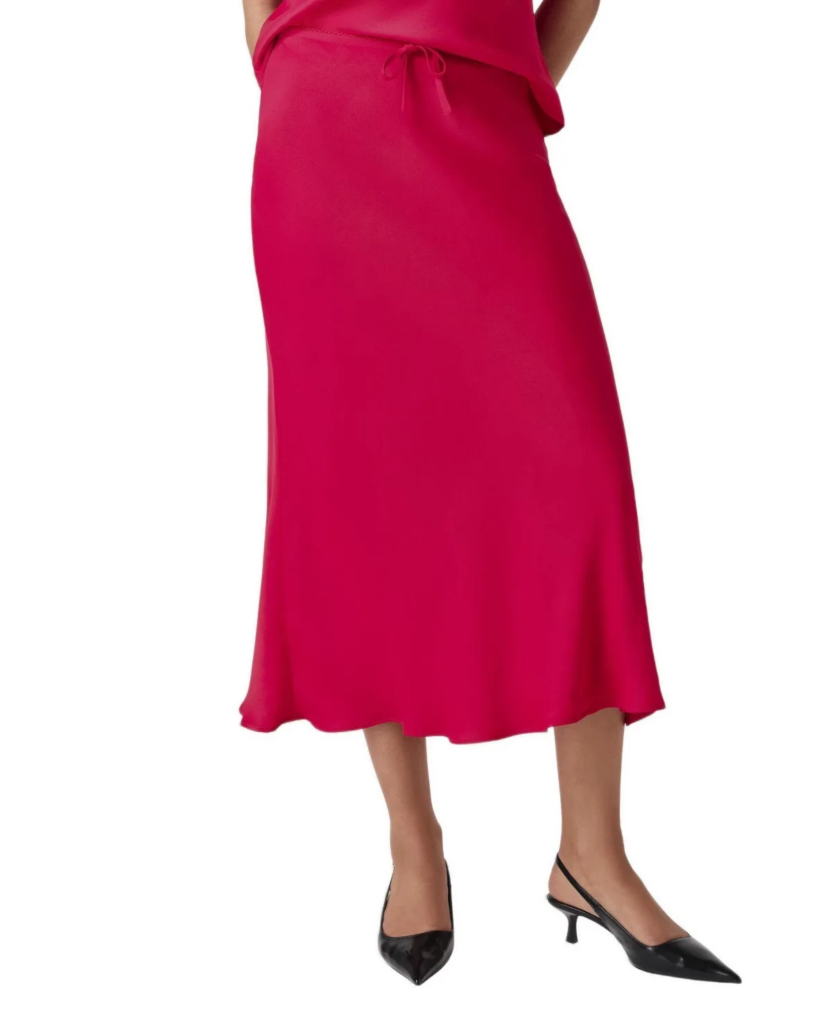 Dahlia Picot Trim Satin Midi Skirt