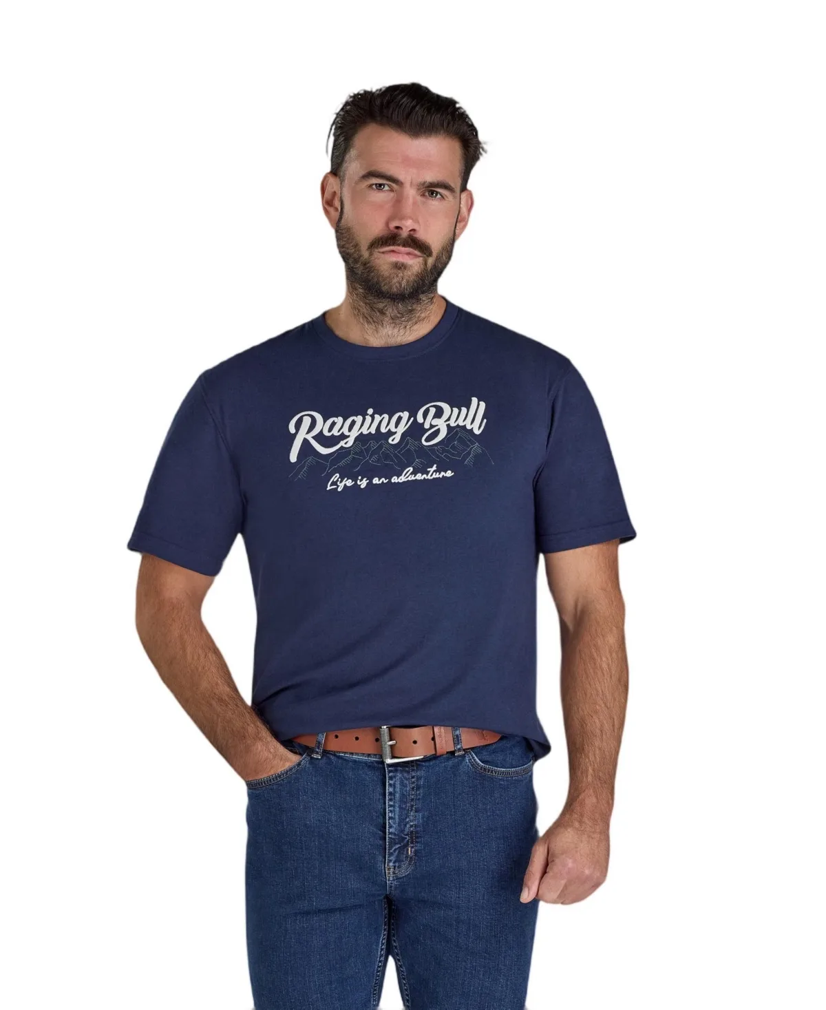 Embroidered Mountains T-Shirt by Raging Bull