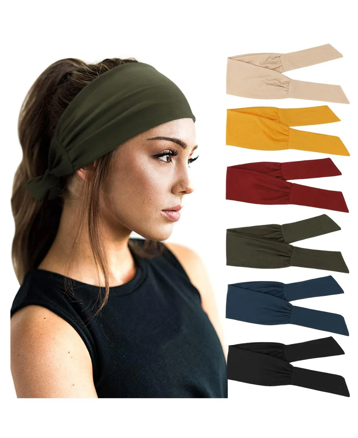 Adjustable Knotted Non-Slip Hair Bands, 6-Piece Set by Peneyon