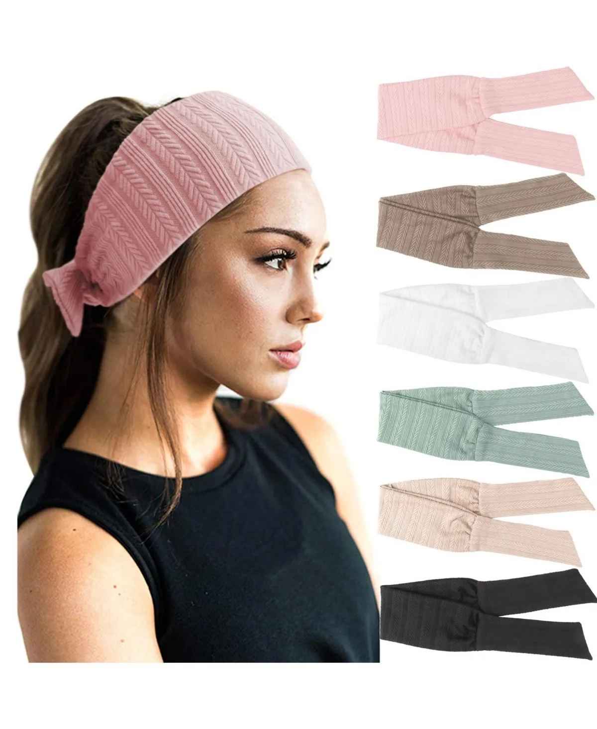 Adjustable Knotted Non-Slip Hair Bands, 6-Piece Set by Peneyon