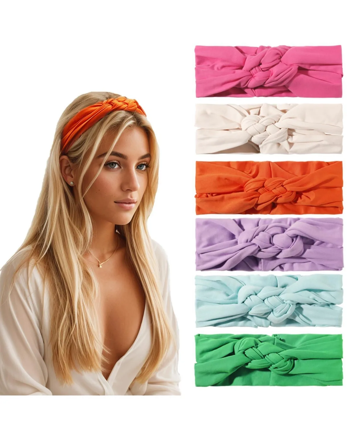 8 Pack Knotted Boho Twist Headbands Non Slip Yoga Workout Hair Bands by Peneyon