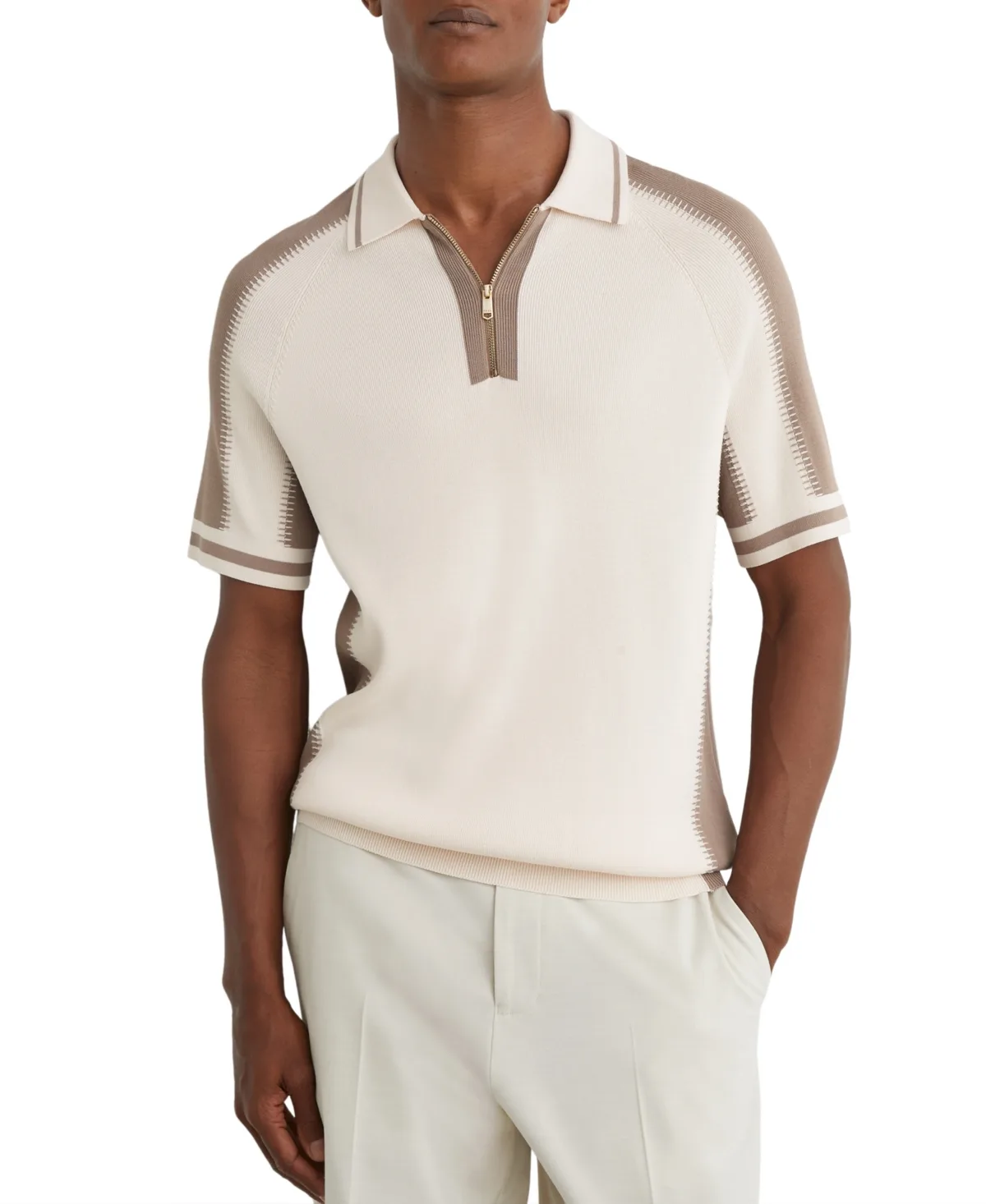 Elmers Colour-Block Half-Zip Knitted Polo Shirt by Reiss