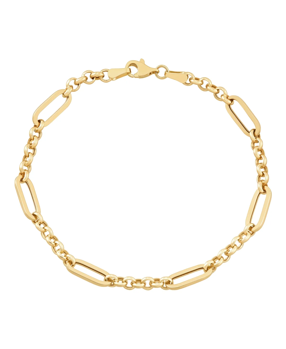 Polished Rolo Link Bracelet in 10k Yellow Gold