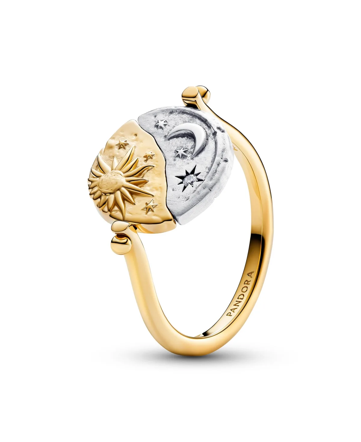 Cubic Zirconia Two-Tone Sun & Moon Reversible Ring by Pandora