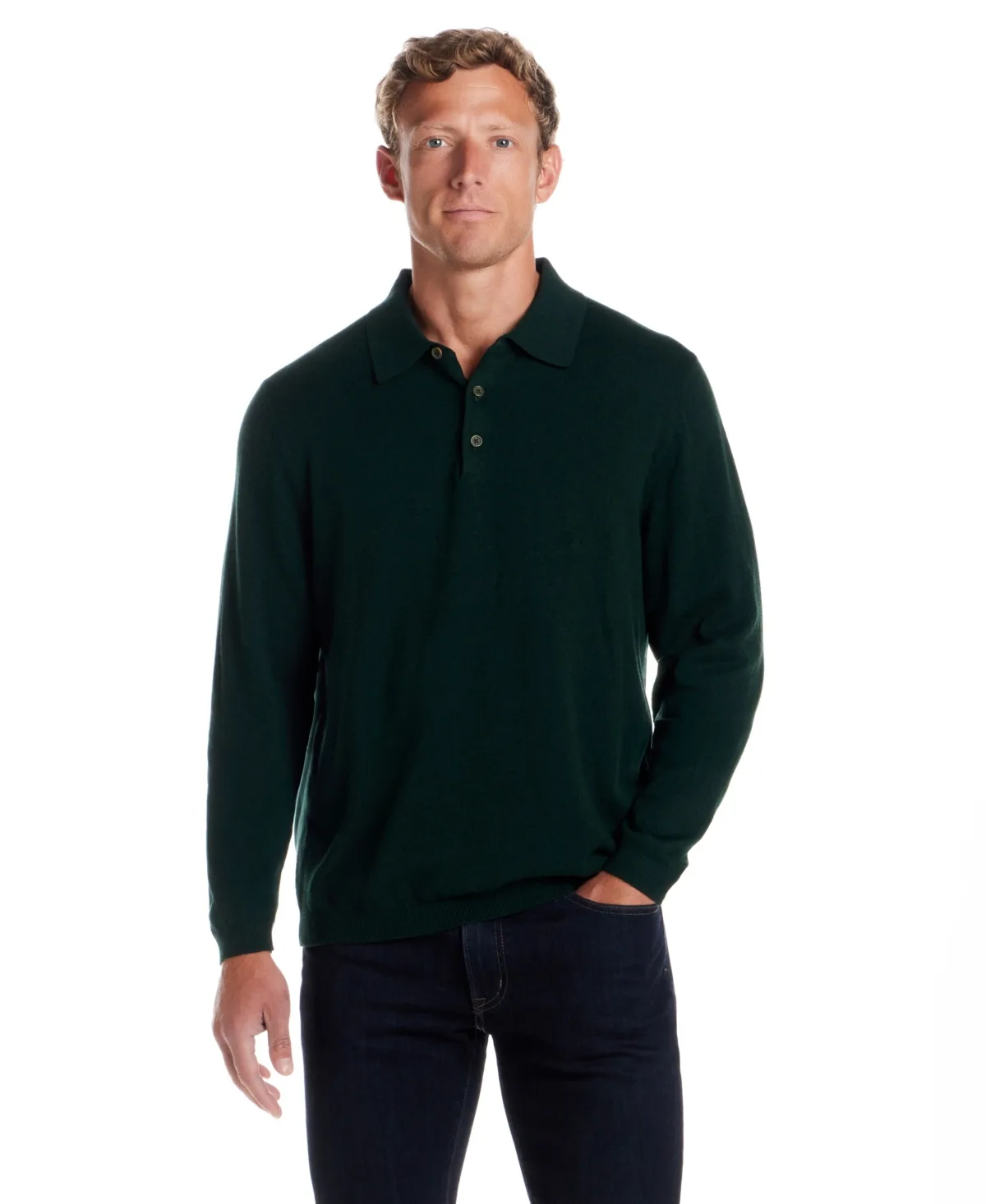 Cotton Cashmere Long Sleeve Polo Sweater by Weatherproof Vintage