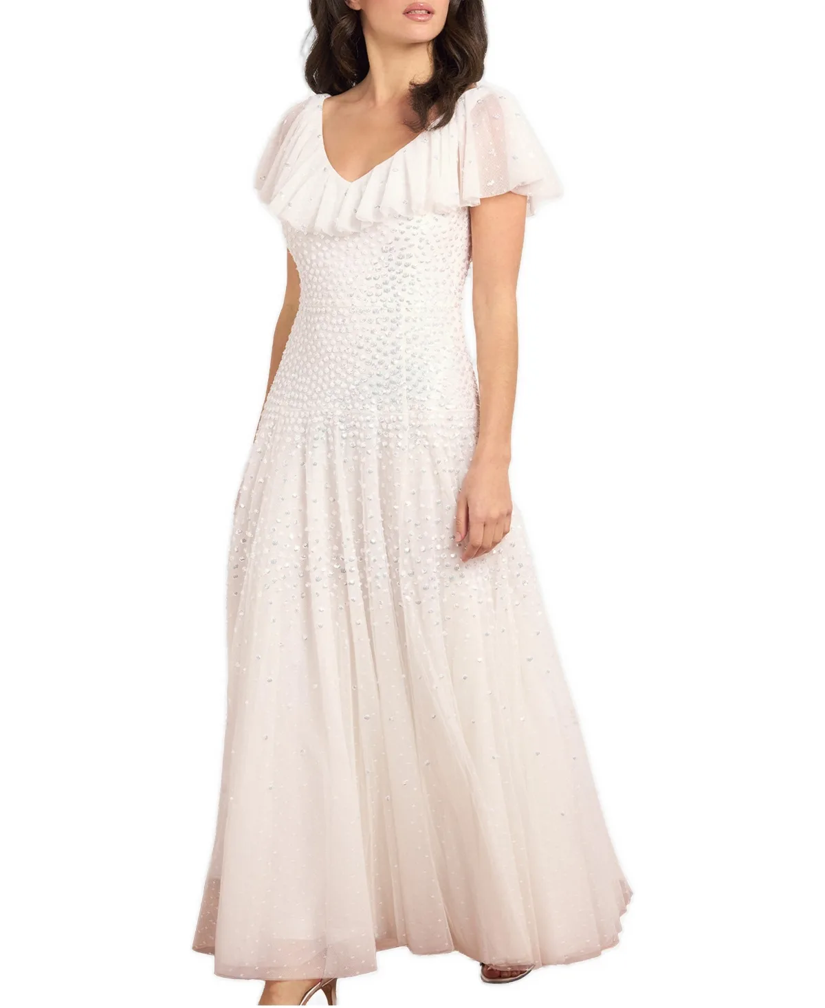 Sunrise Sequin V-Neck Ankle Gown by Needle & Thread