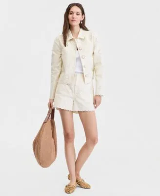 Clara Cotton Eyelet Jacket Layering Tank Top Eyelet Shorts by On 34th