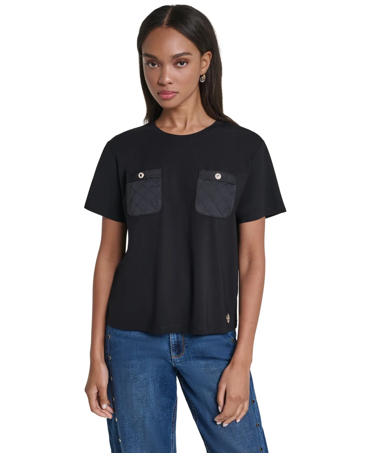 Front Pocket Crewneck Short-Sleeve T-Shirt by Karl Lagerfeld