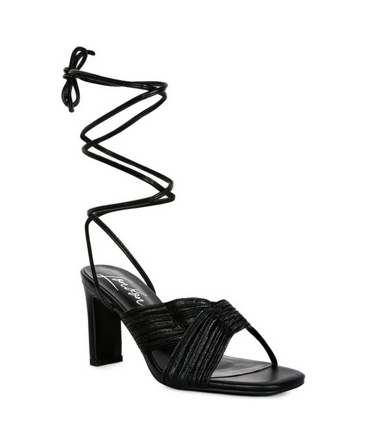 Xuxa Metallic Tie Up Italian Block Heel Sandals by London Rag