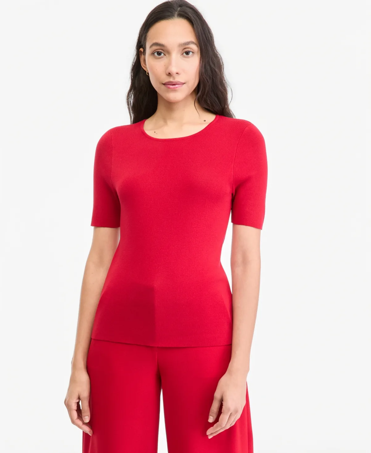 Short-Sleeve Scoop-Neck Sweater by Tahari