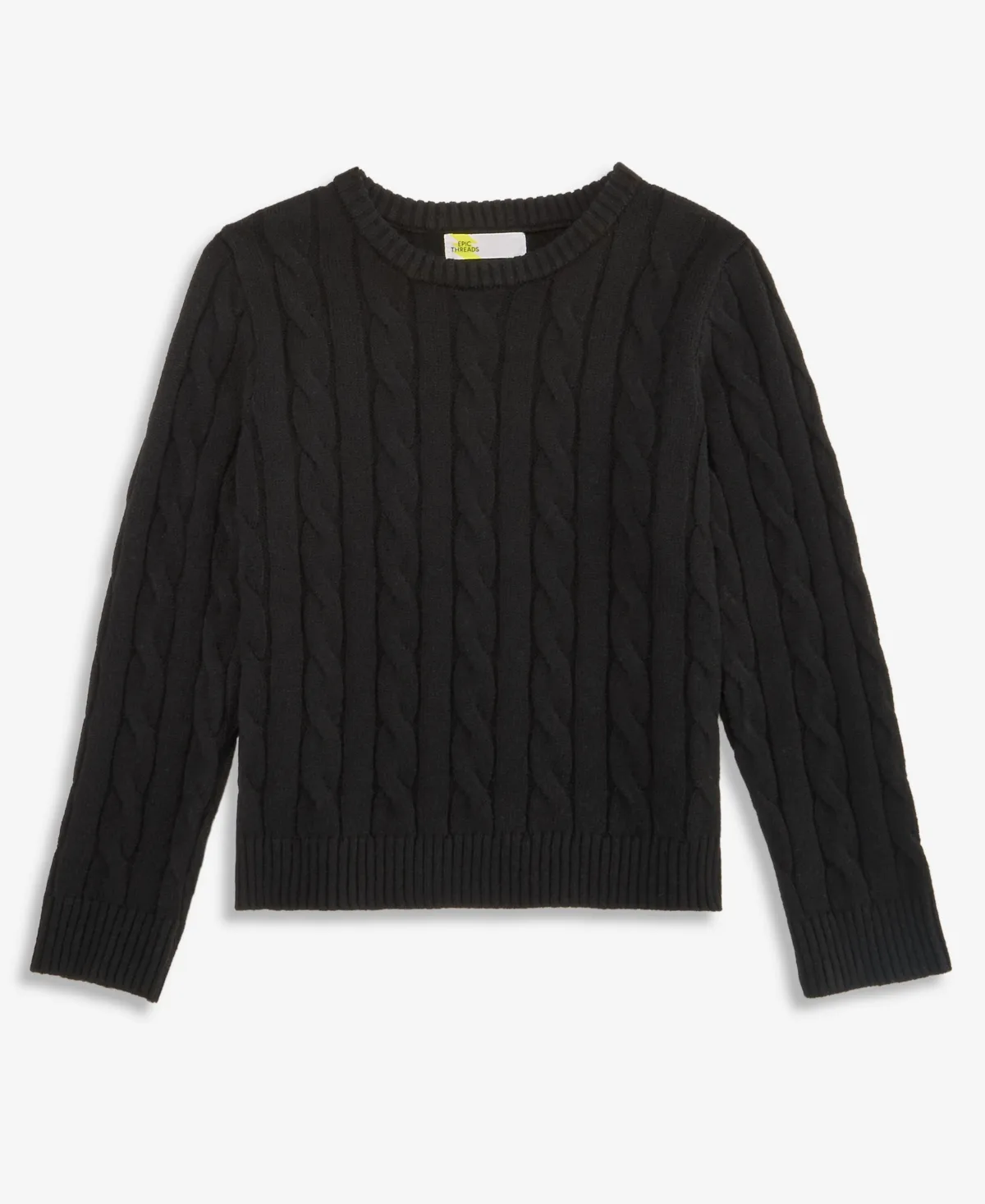 Cable-Knit Long-Sleeve Crewneck Sweater by Epic Threads