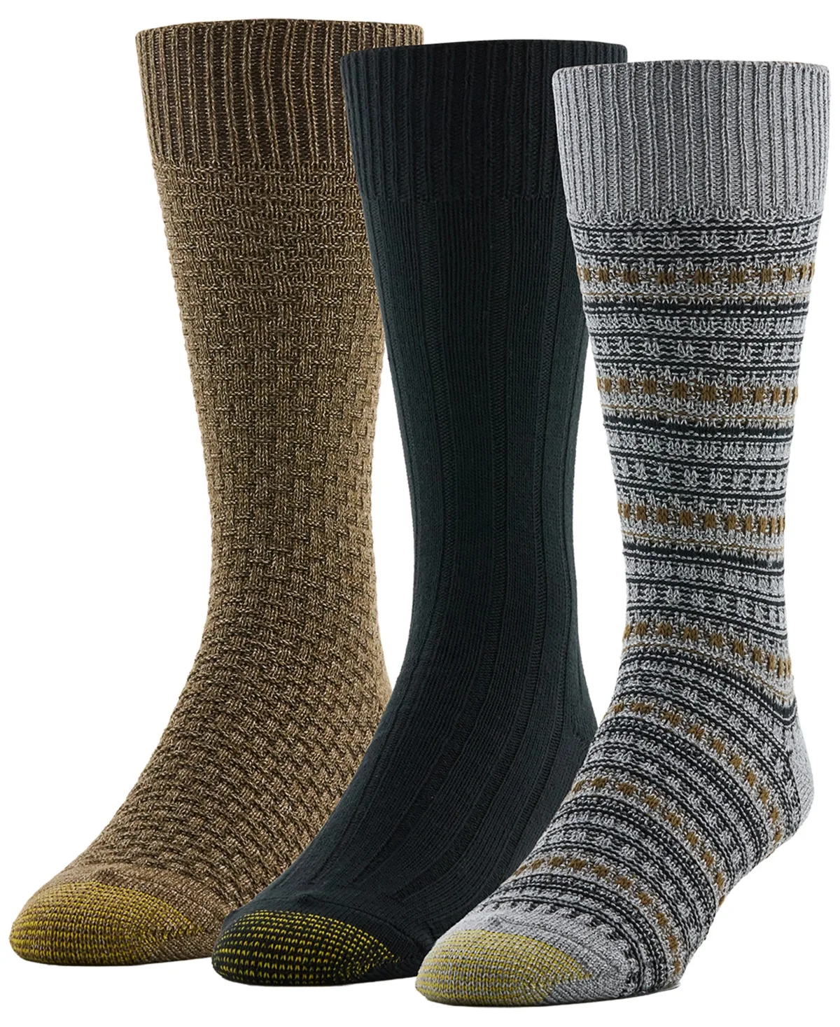 Fairisle Texture Crew Socks, 3-Pack by Gold Toe