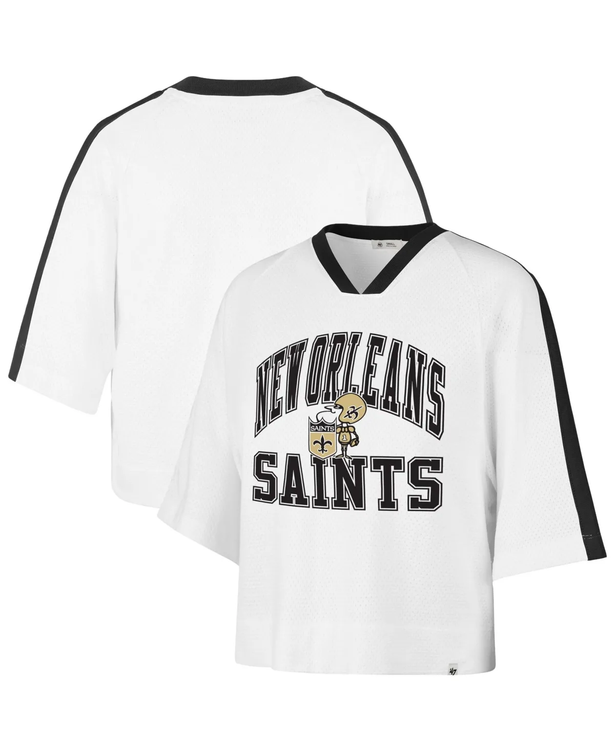 New Orleans Saints Big Overarch Drop Needle Raglan V-Neck T-Shirt by 47 Brand