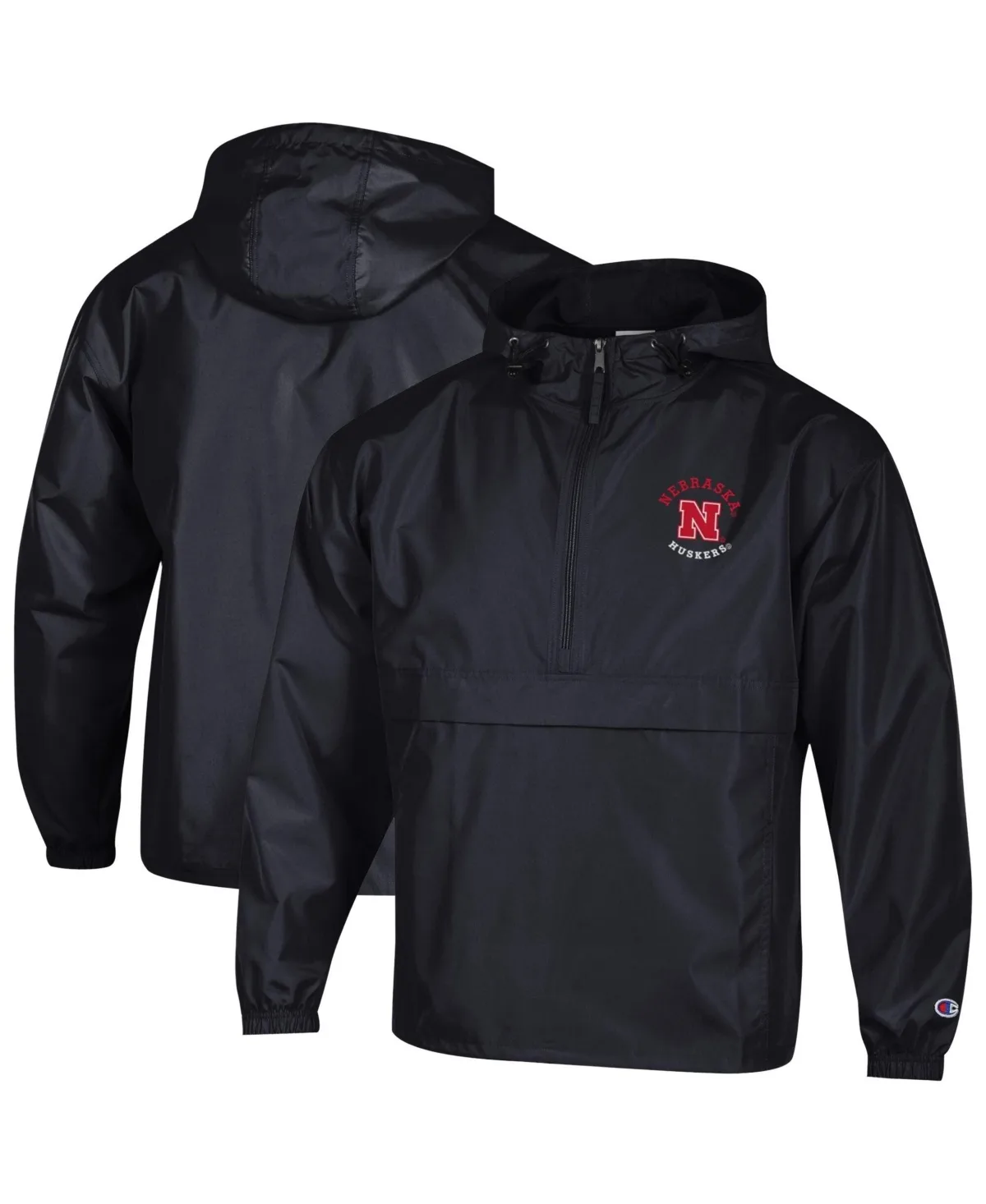 Nebraska Huskers Packable Hooded Windbreaker Half-Zip Jacket by Champion