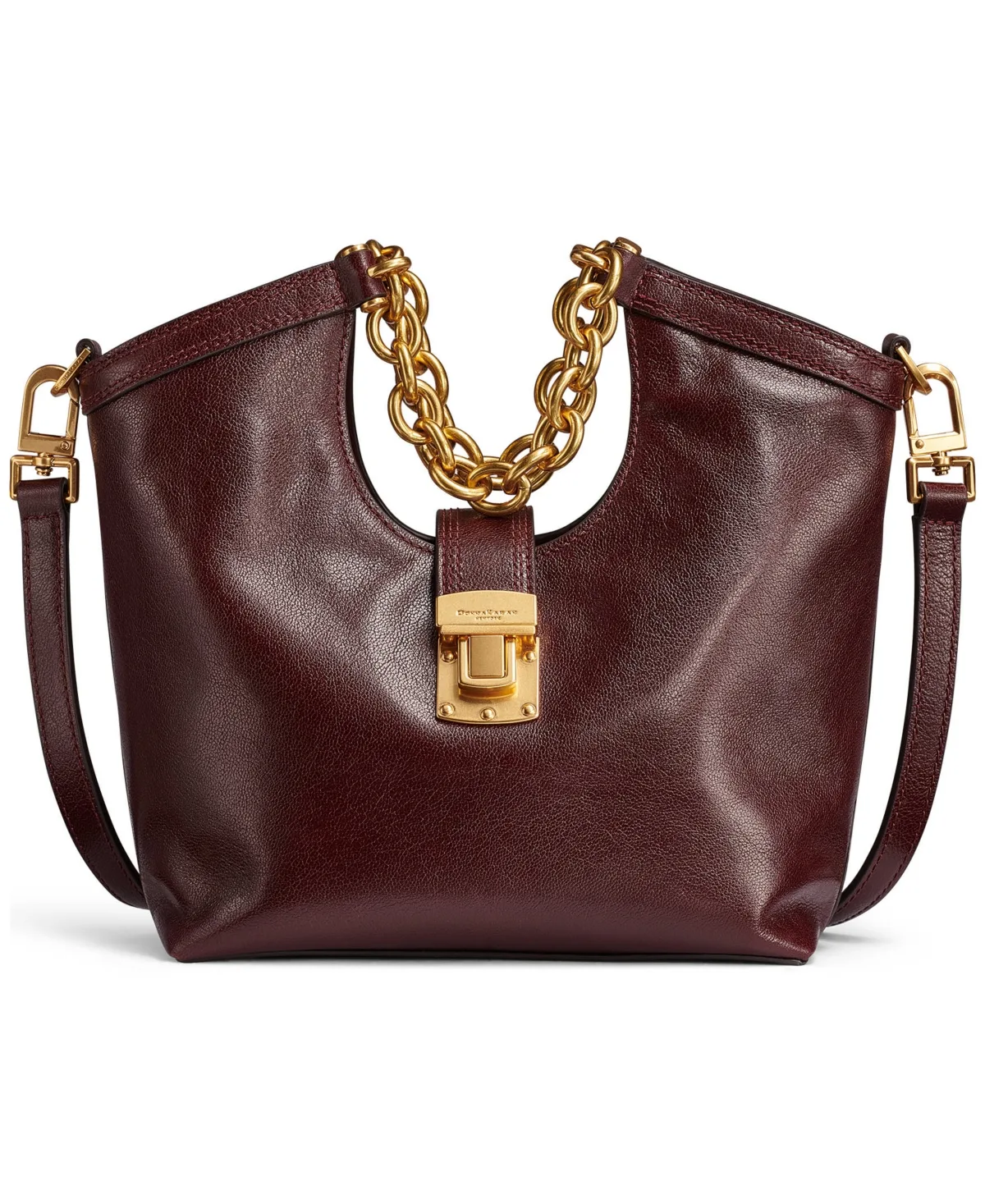 Leno Leather Adjustable Strap Small Tote Handbag by Donna Karan New York