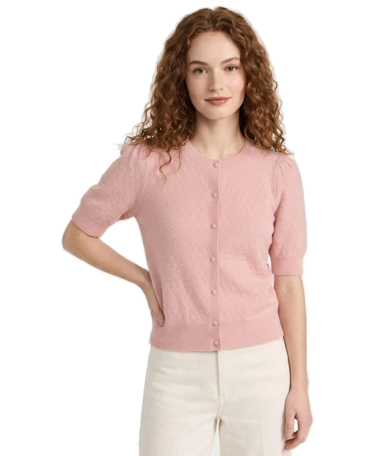 Short Sleeve Pointelle Cardigan by Joie