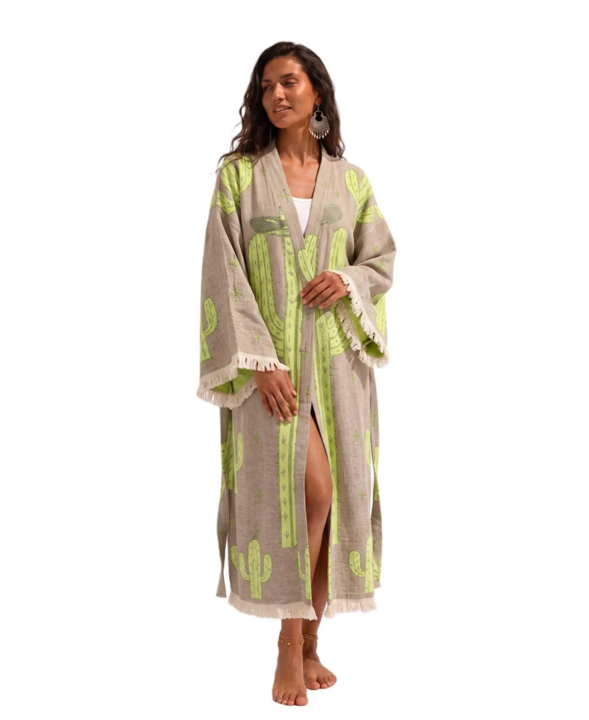 Sedona Handwoven Jacquard Printed Fringed Festival Robe by Tutunaki