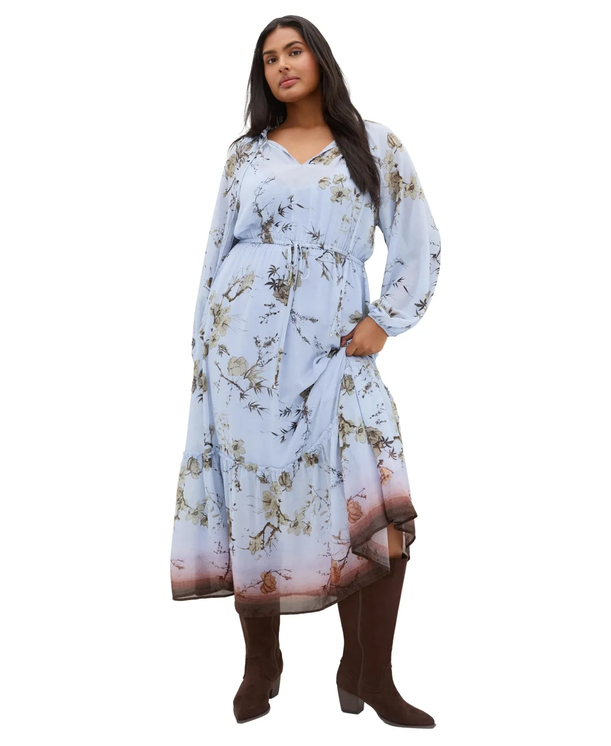 Love Floral-Print Long-Sleeve Maxi Dress by City Chic