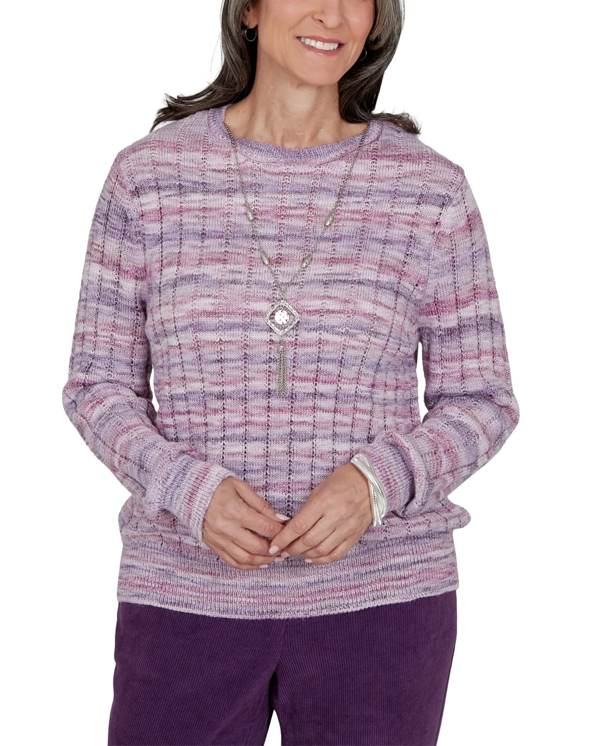 Stripe Fitted Ribbed Sweater by Alfred Dunner