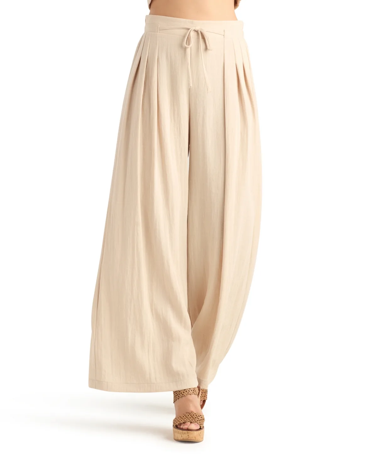 Gauze Wide-Leg Pull-On Pants by Bcx