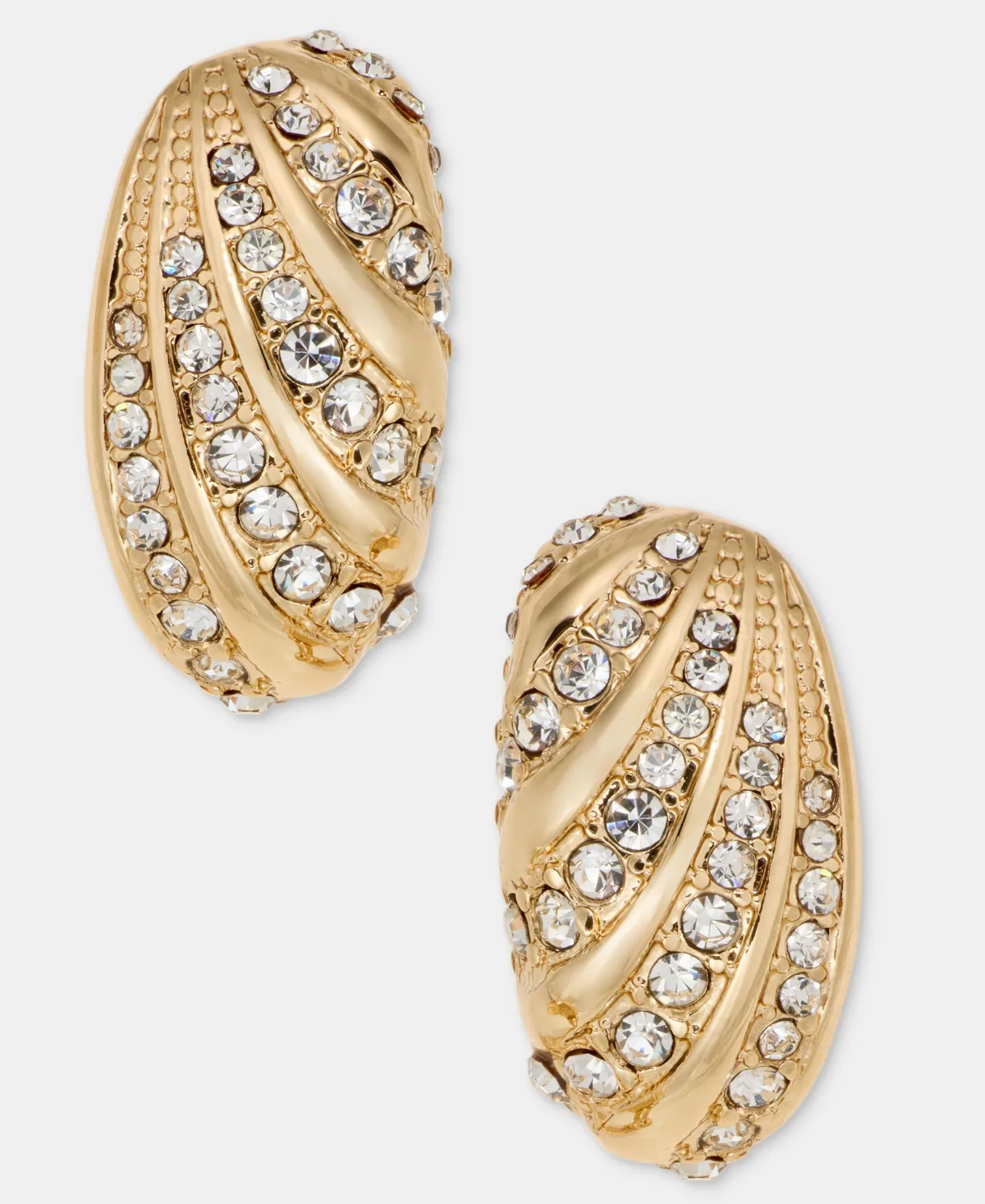 Puffy Flutted Button Clip Earrings by Anne Klein