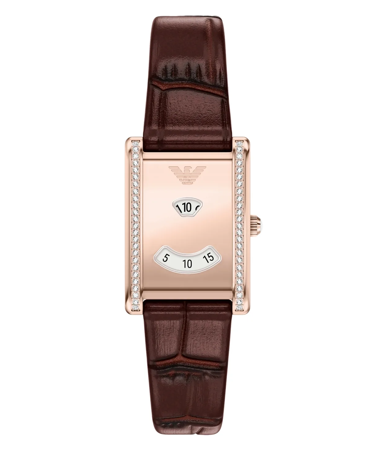 Emporio Armani Quartz Mystery Hour Brown Leather Watch 23mm by Armani