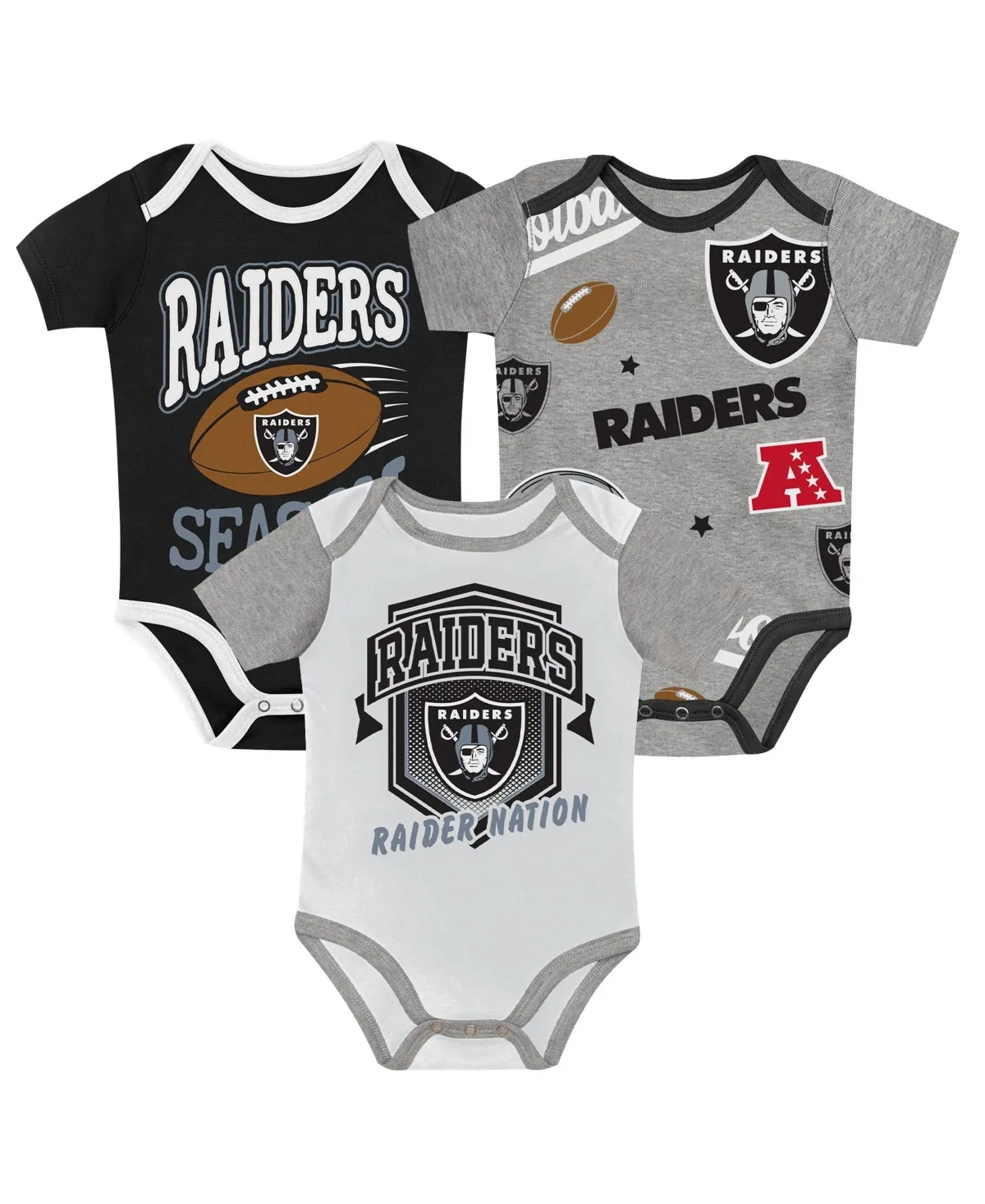 Las Vegas Raiders First Round Pick Three-Piece Bodysuit Set by Outerstuff
