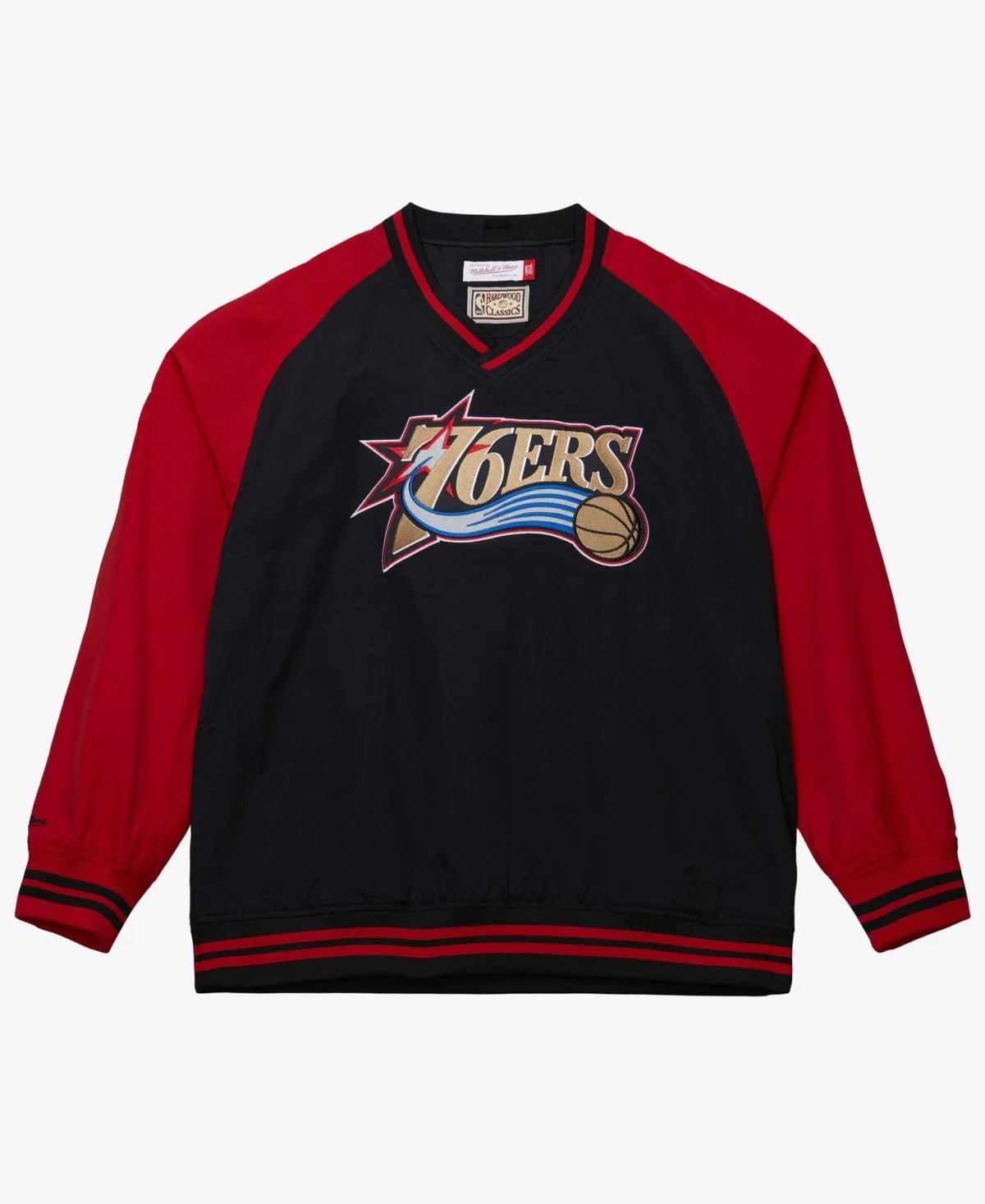 Philadelphia 76ers Classic V-Neck Pullover Jacket by Mitchell & Ness