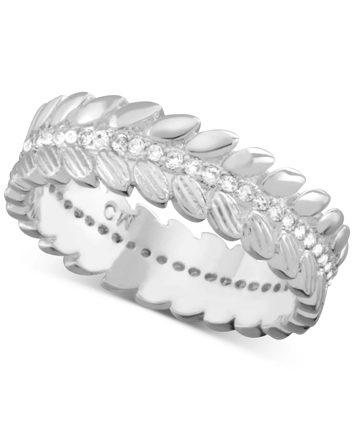 Cubic Zirconia Leaf Ring in Silver-Plate by And Now This
